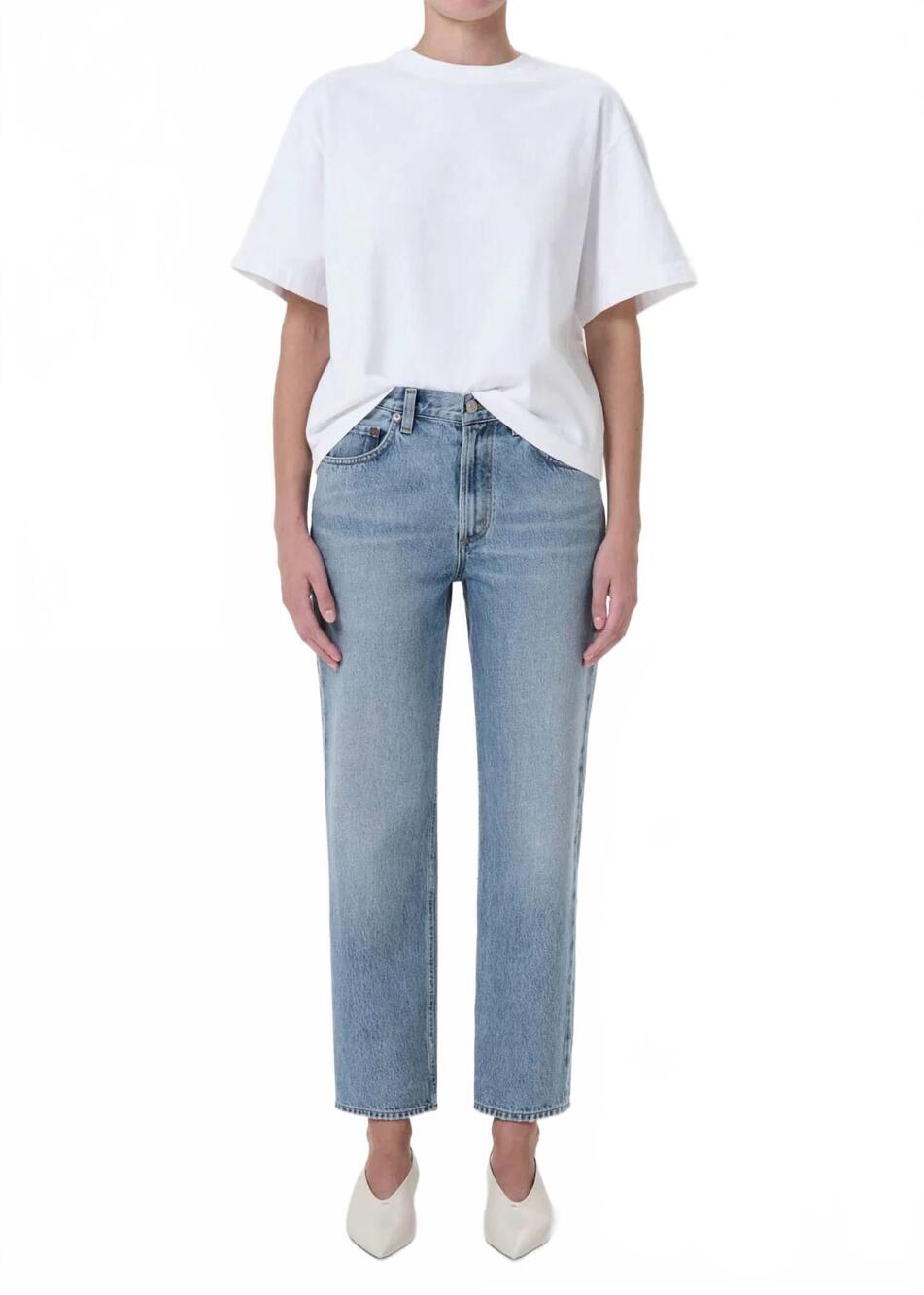 NEW AGOLDE valen mid rise ankle straight jeans in harmonic